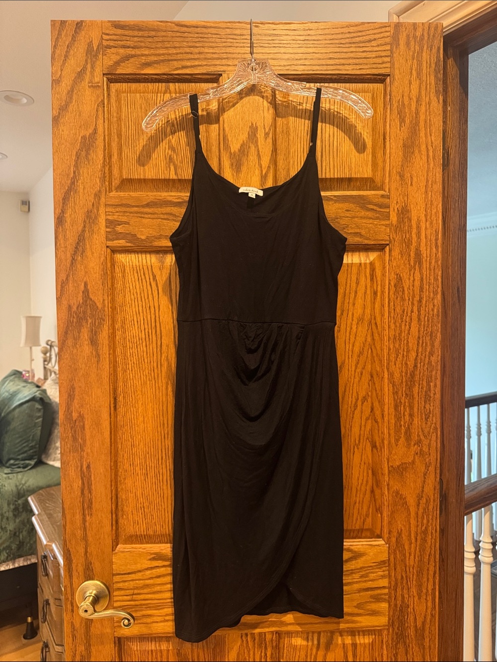 white birch Black Midi Spaghetti-Strap Dress
